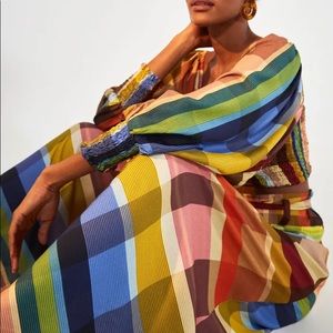 NWT Farm Rio Rainbow Check Pants, L